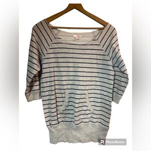 Bongo striped ladies juniors large top with middle pocket Casual blouse
